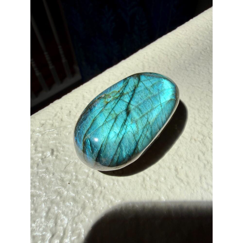 Polished Labradorite Stone Blue Peacock Vibrant - 2.5 x 1.5 in - Picture 3 of 5